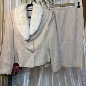 Amanda Smith Jacket & Skirt Set- Faux Fur Trim-16